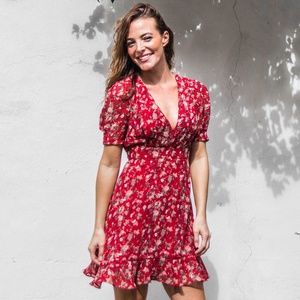 Red Floral Mini Dress